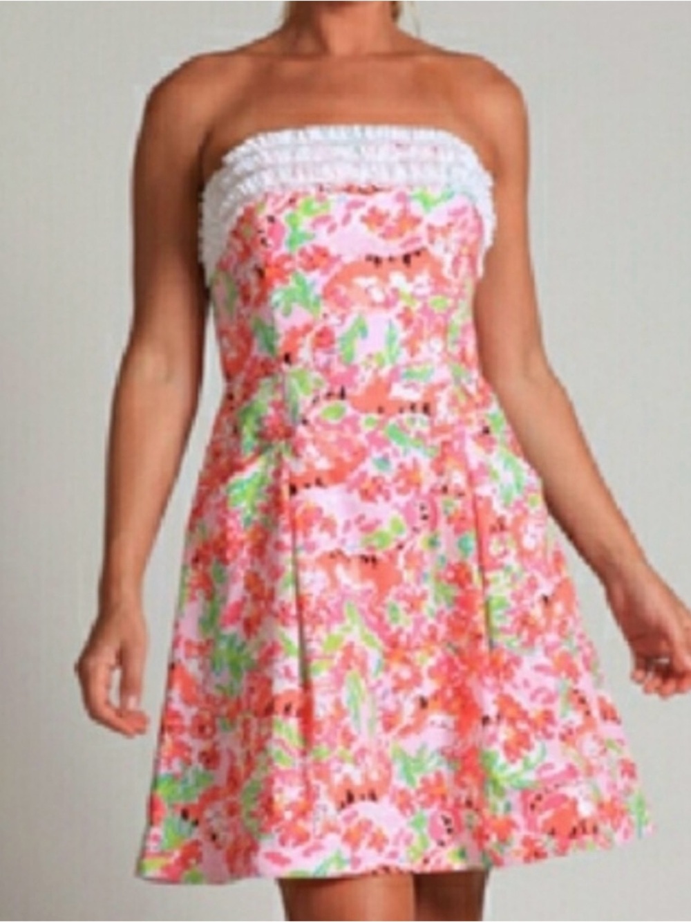 Lilly Pulitzer Ferra Strapless Mini Dress “call Me Kitty Cat” Print Size 2